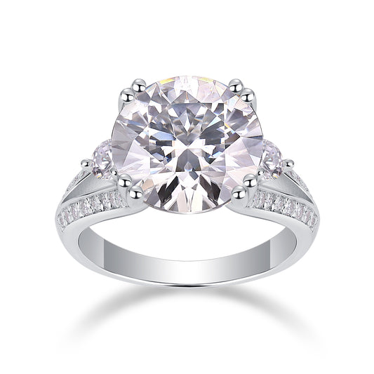 Elegant Radiance - Jewelry Piece Set- 5-carat Moissanite/ Sterling Silver & Platinum-plated Diamond