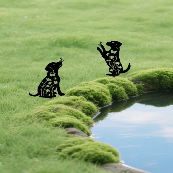 2pcs Metal Dog Garden Decor