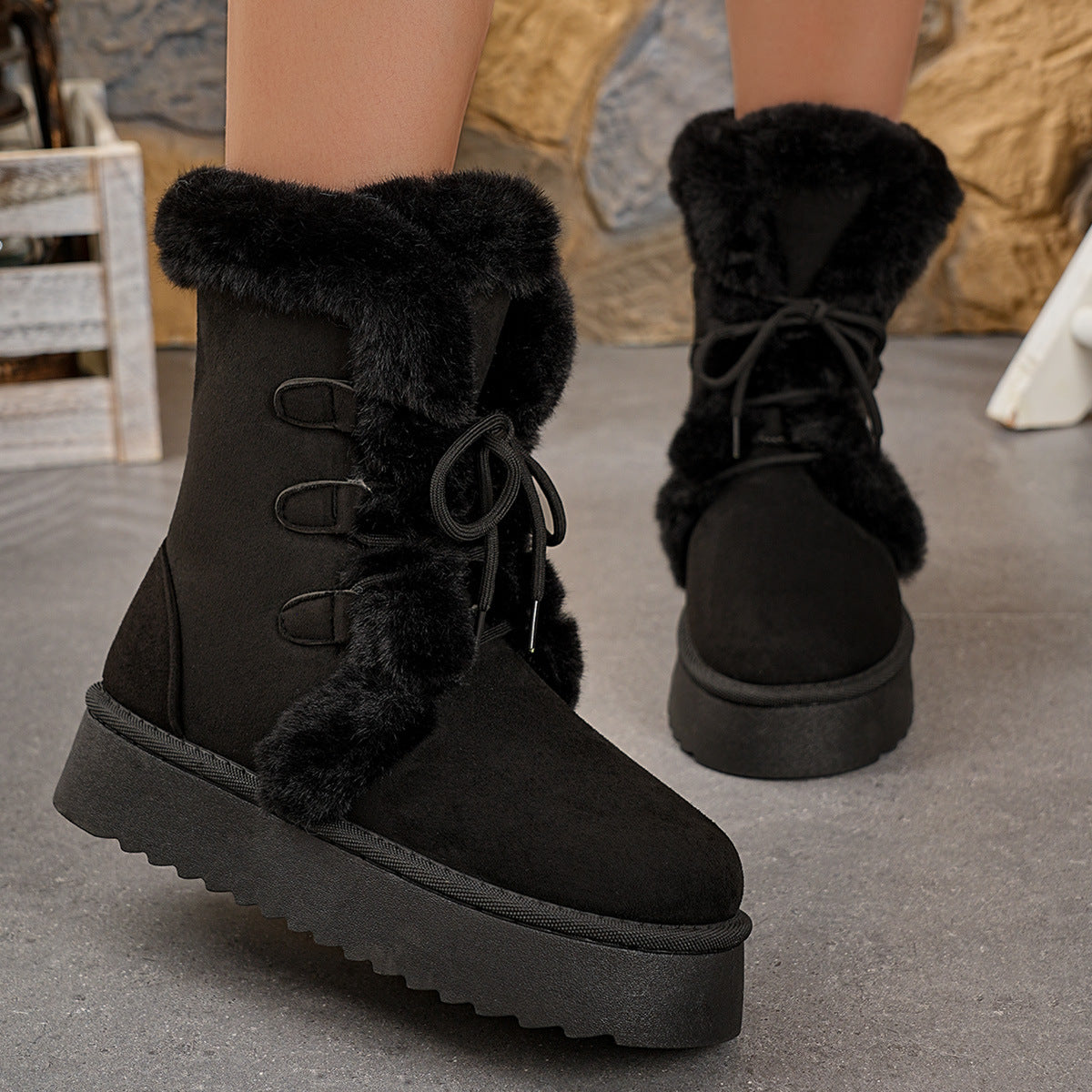Fashionable Low-Top Thick-Soled Casual Cotton Shoes