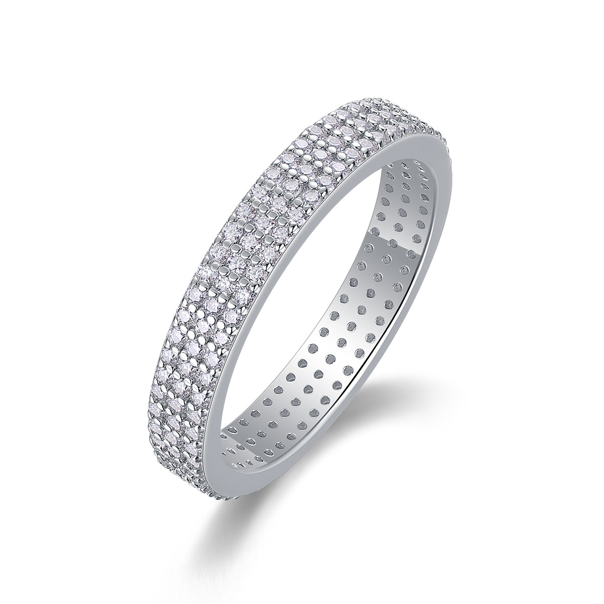 Moissanite S925 Sterling Silver & Platinum-Plated Diamond Ring