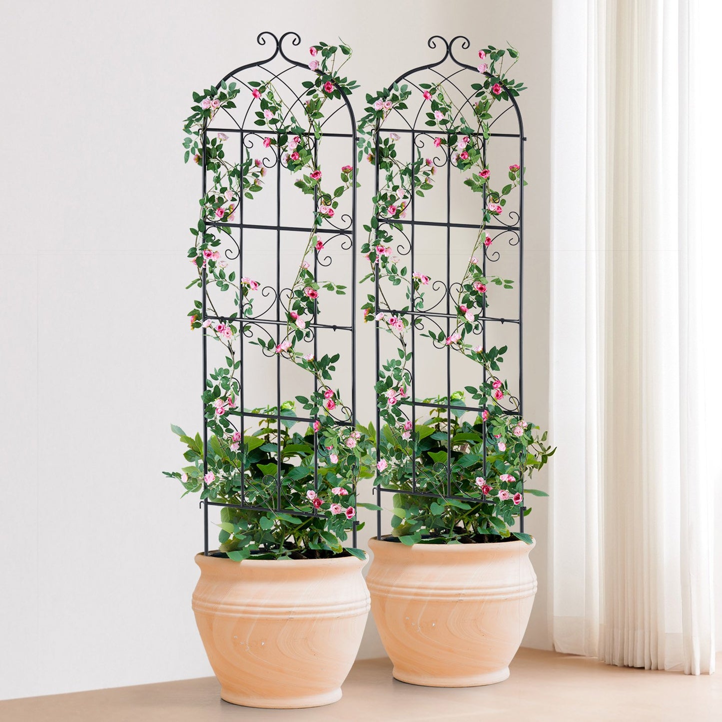2 Packs Metal Garden Trellis For Climbing Plant Support 71x20 In Rustproof