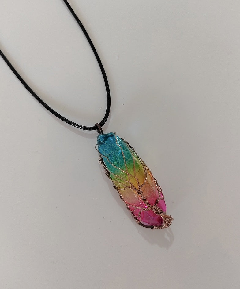 Crystal Pillar Tree Of Life Pendant/Necklace