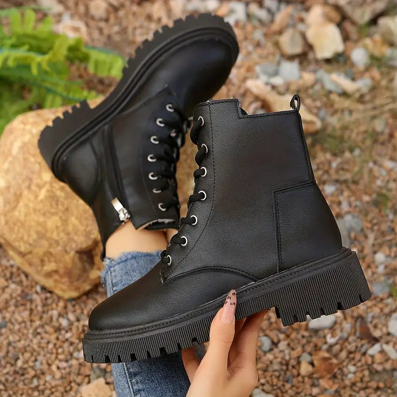 Versatile Motorcycle-style Ankle Boots With A Thick Sole