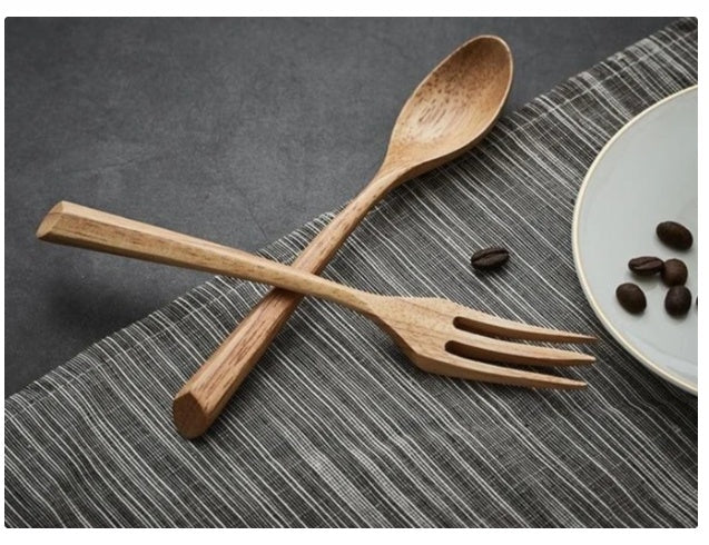 Japanese Style Wooden Spoon & Fork Set