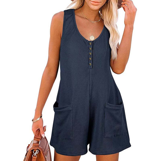 Women's Button Front Romper Jumpsuit