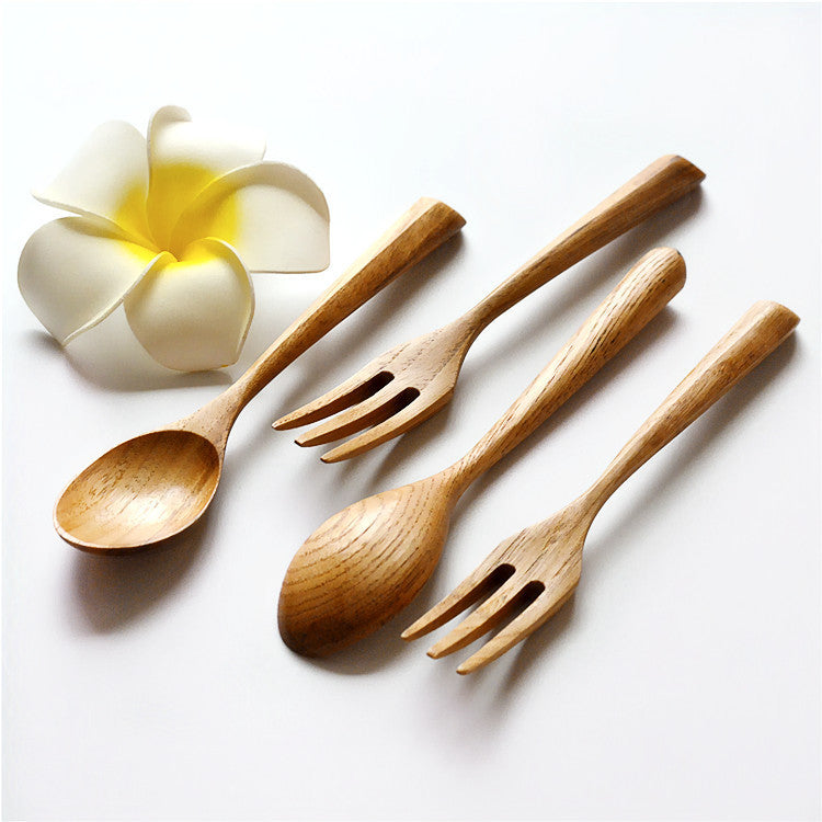 Japanese Style Wooden Spoon & Fork Set
