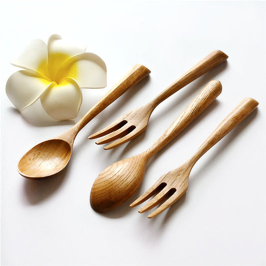 Japanese Style Wooden Spoon & Fork Set