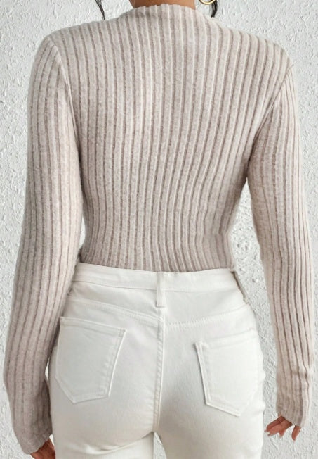Women's Ribbed Mock Neck Knit Jumpsuit