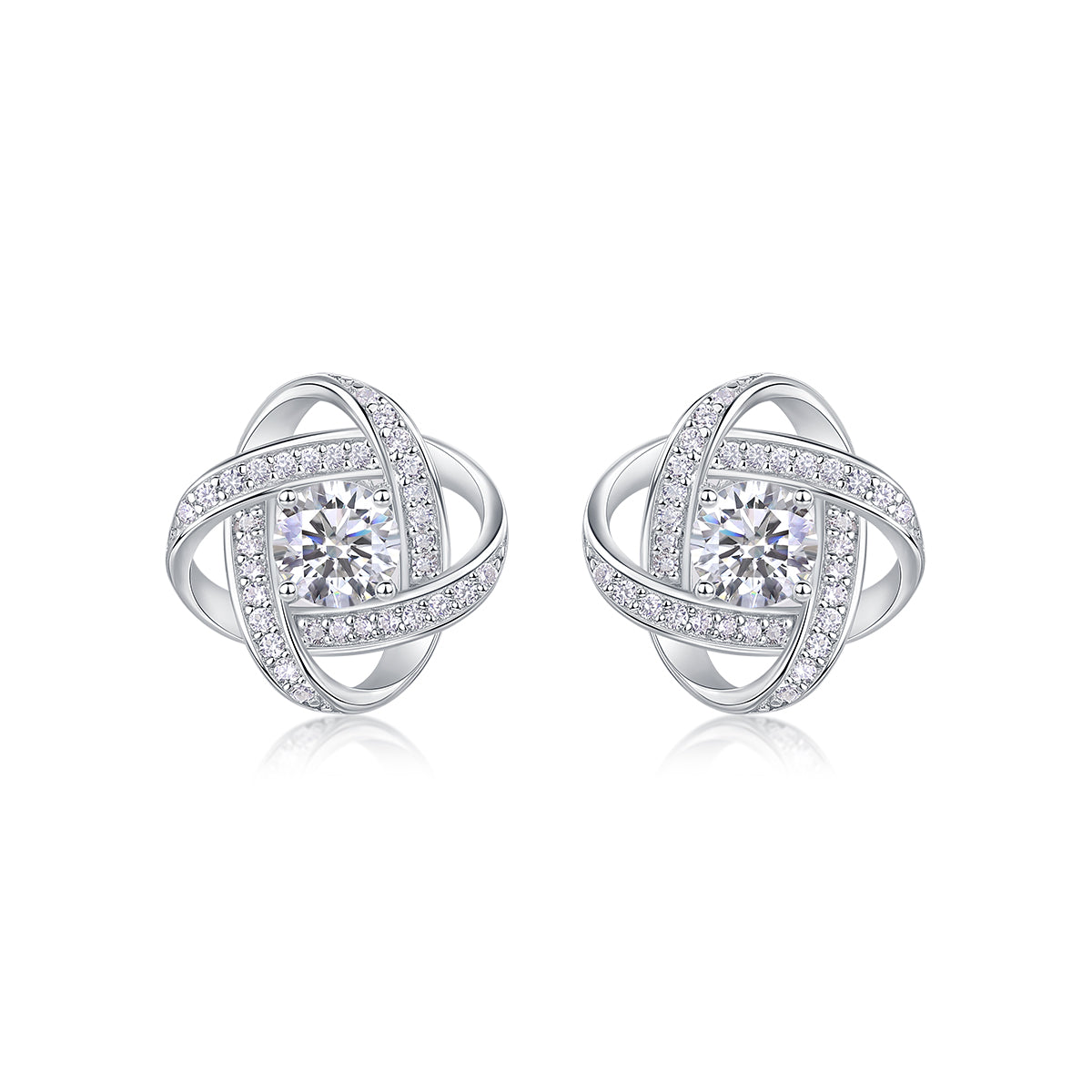 Hope Beam - Diamond Jewelry Piece Set With Half-Carat/Sterling Silver And Platinum-plated Stud Earrings
