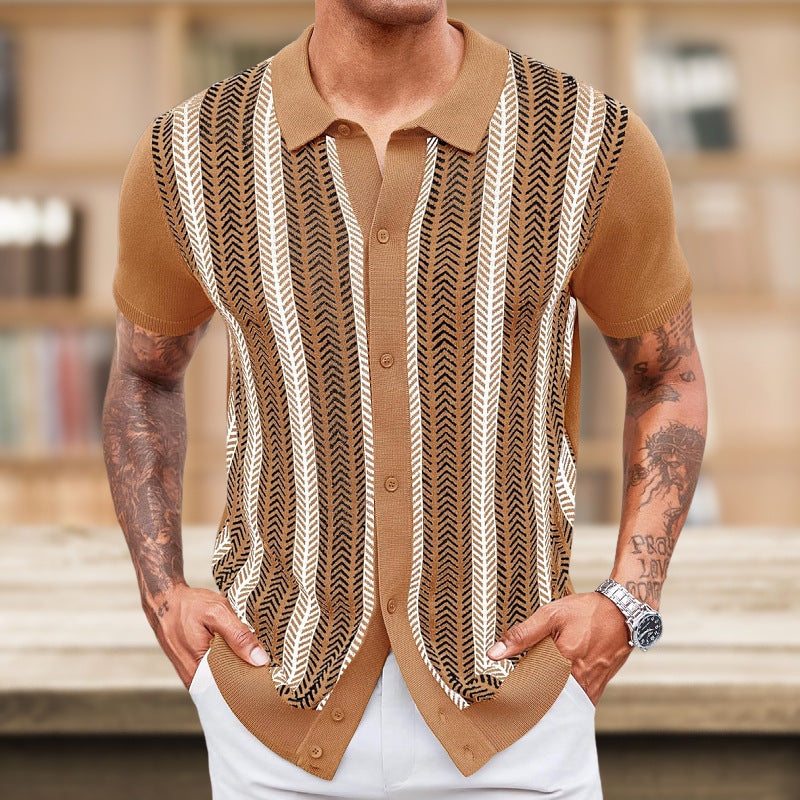 Men's Casual Striped Jacquard Shirt