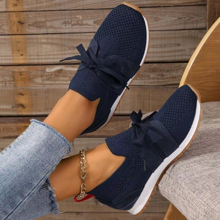 Lace Up Mesh Flats Shoes