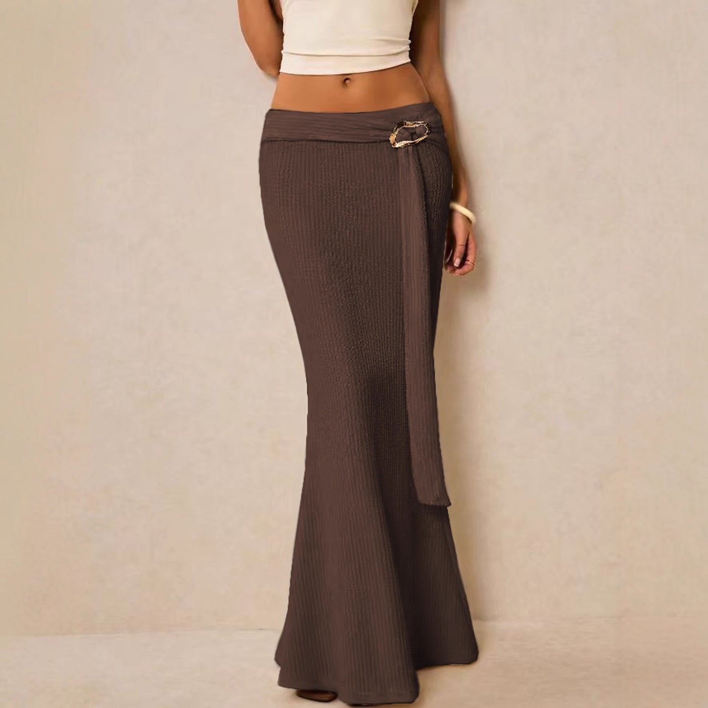 Metal-Accented Figure-hugging Sheath Dress