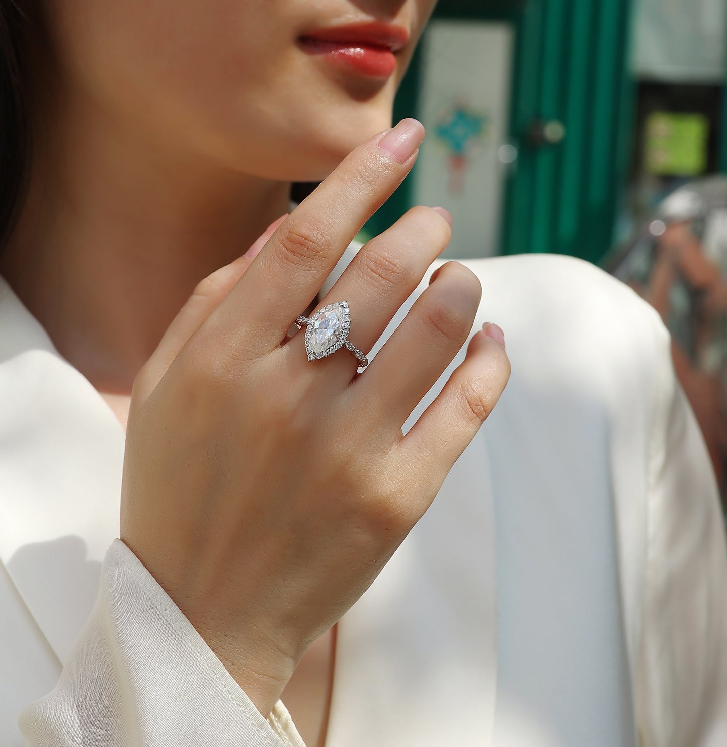 The Realm Of Delight - Moissanite S925 Sterling Silver & Platinum-Plated Diamond Ring