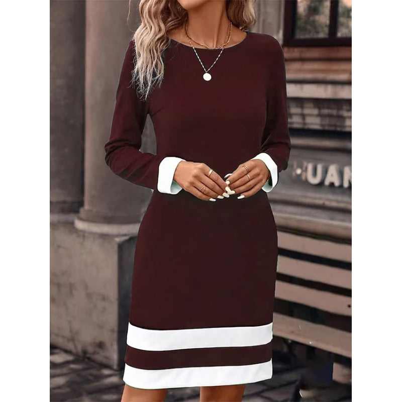Women's Long-Sleeve Dress With Round Neckline