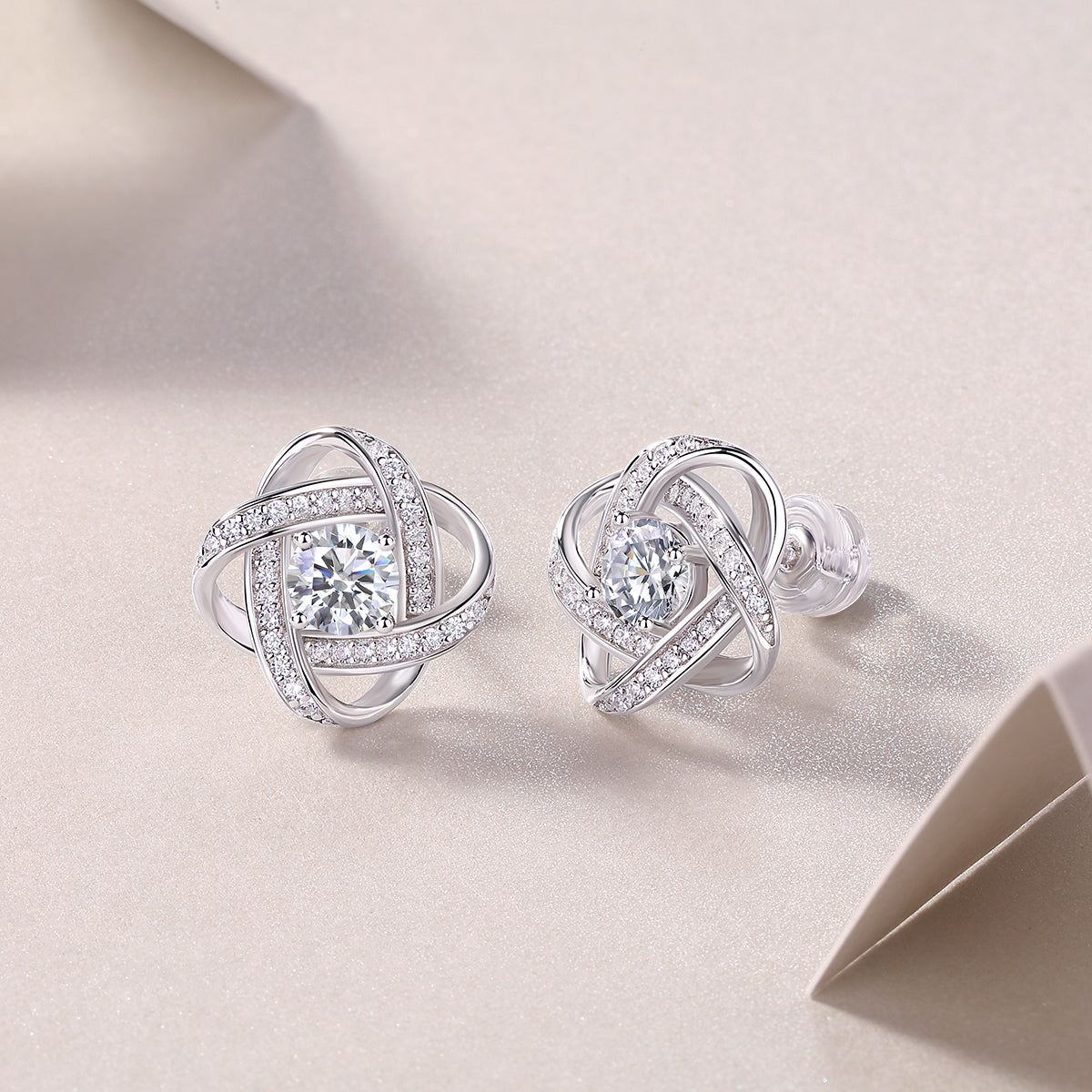 Hope Beam - Diamond Jewelry Piece Set With Half-Carat/Sterling Silver And Platinum-plated Stud Earrings