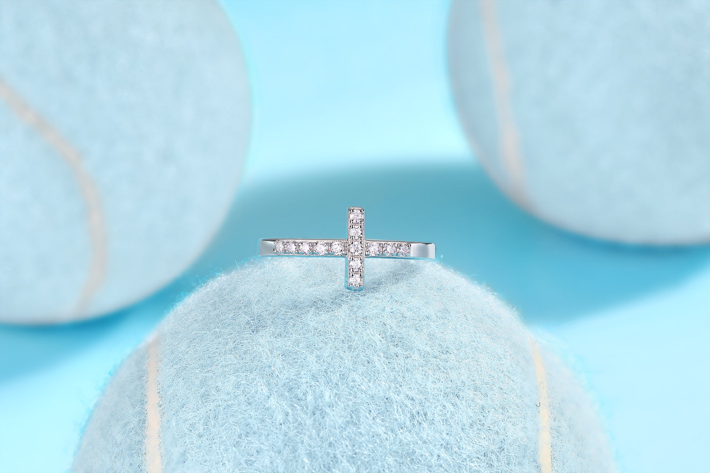 Holy Light Cross - Jewelry Piece Set/Sterling Silver & Platinum-plated Diamond
