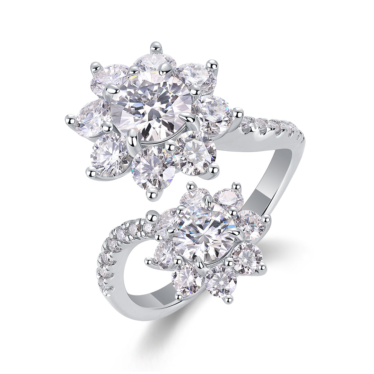 Petal Morning Dew - Jewelry Piece Set With 1-carat Moissanite S925 Sterling Silver & Platinum Diamond Ring