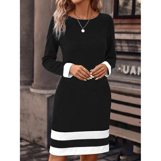 Women's Long-Sleeve Dress With Round Neckline