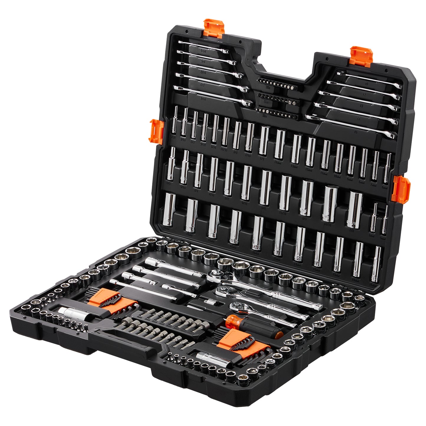 V205pcs Mechanics Tool Set And Socket Set, 1/4" 3/8" 1/2"