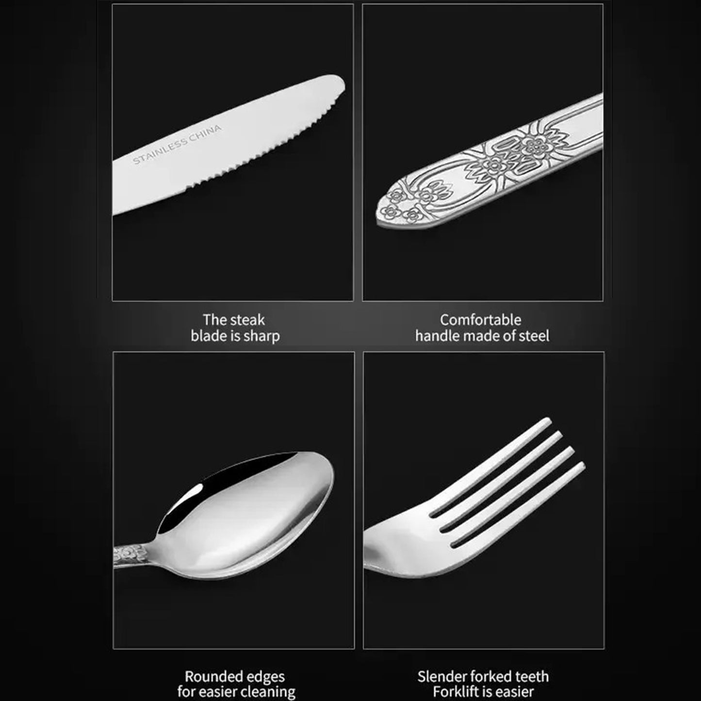 Deluxe Premium Cutlery Flatware Set/4 Piece Silverware