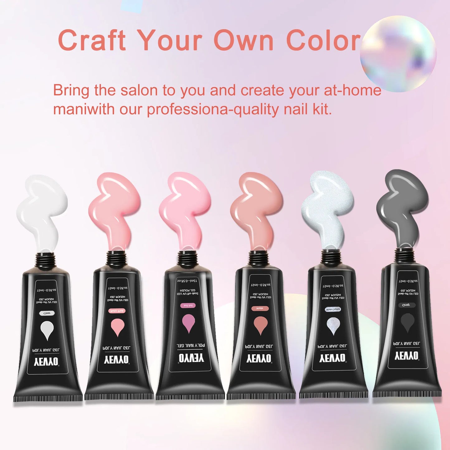 6 PCS Poly Gel Nail Kit With UV Lamp