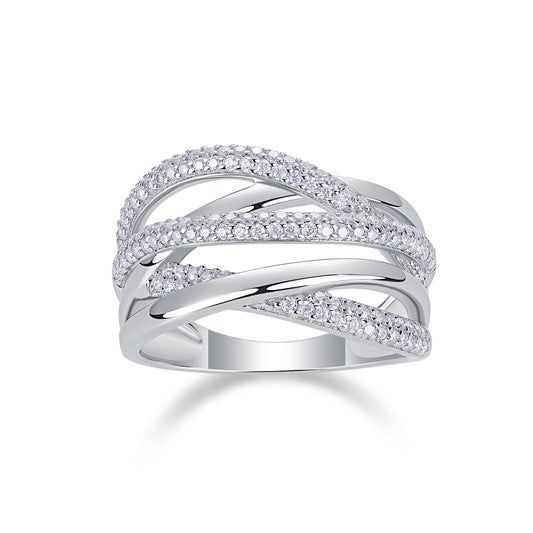 Brilliant Interweaving - Jewelry Accessory Set/Sterling Silver & Platinum-plated Diamond