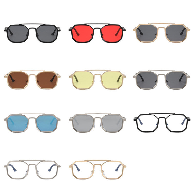 Men's Retro Polygonal Double Bridge Sunglasses