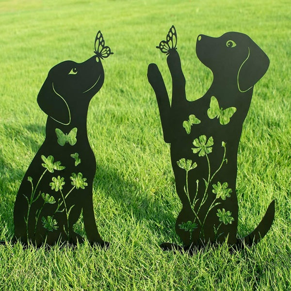 2pcs Metal Dog Garden Decor