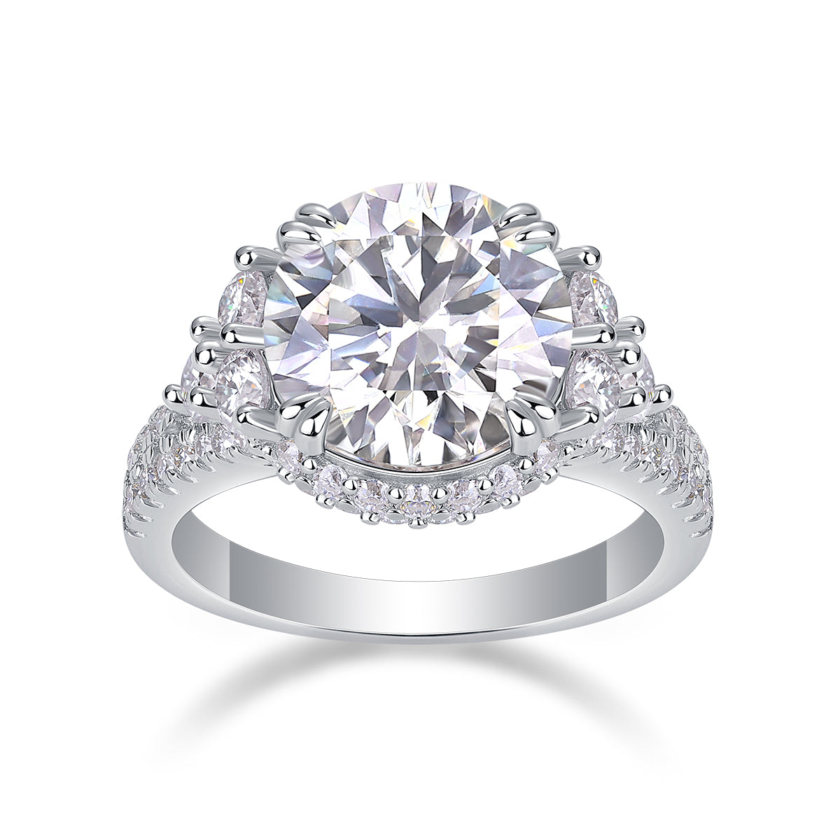 5-carat Moissan Diamond S925 Sterling Silver & Platinum-Plated Diamond Ring