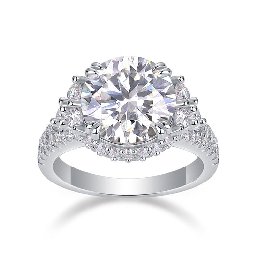 5-carat Moissan Diamond S925 Sterling Silver & Platinum-Plated Diamond Ring