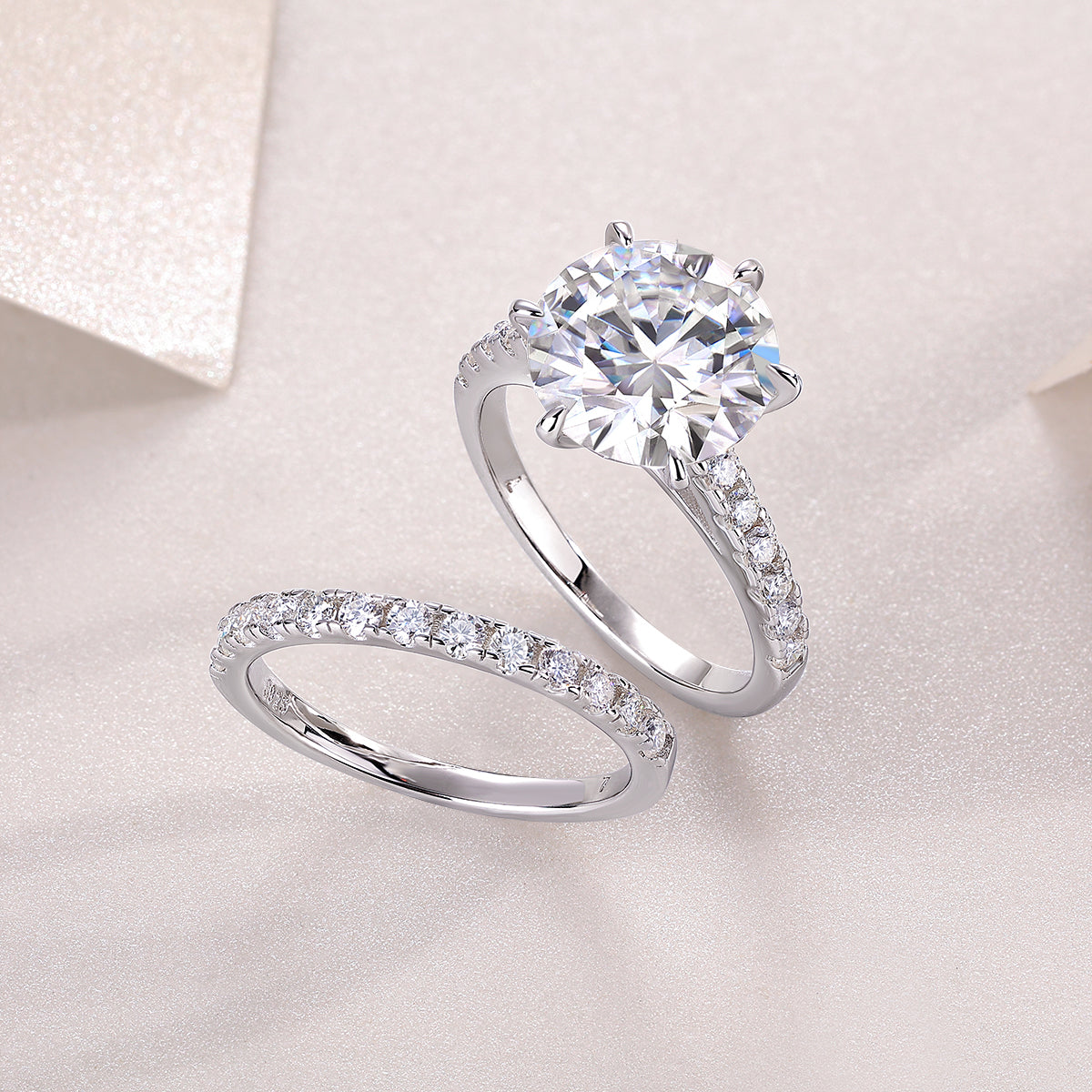 Large Diamond Rings - Set With Moissanite Silver Rings