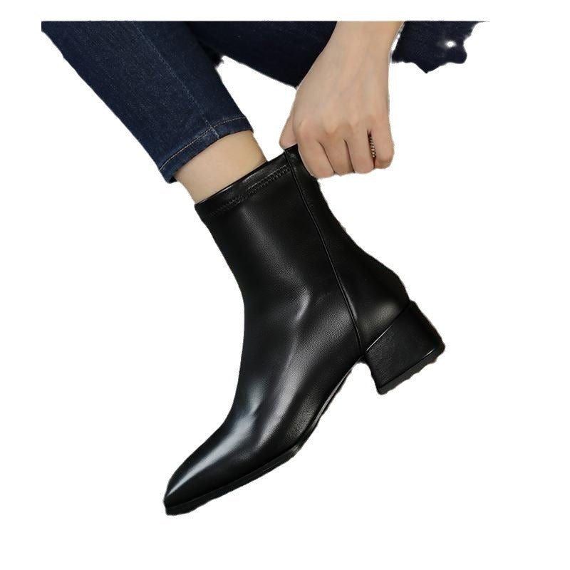 Chunky Heel Square Toe Ankle Boots