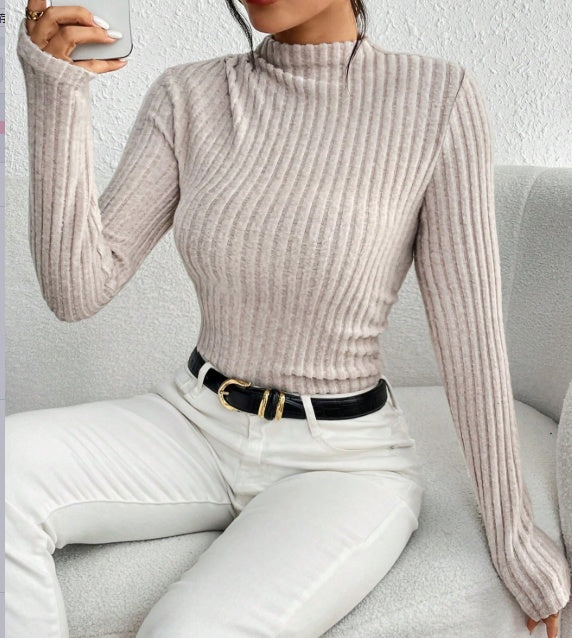 Women's Ribbed Mock Neck Knit Jumpsuit