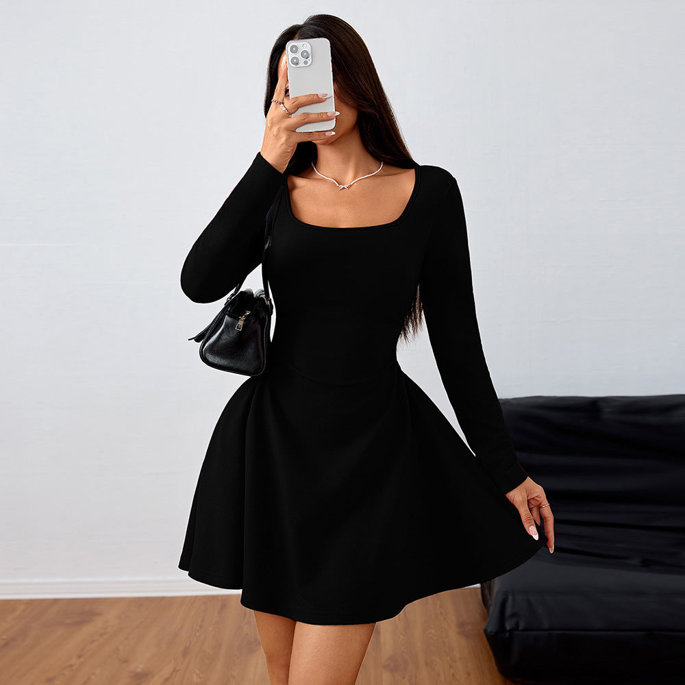 Elegant Dress with A High-Waisted - Style Wine-Red