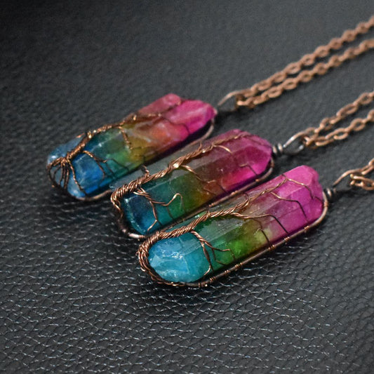Crystal Pillar Tree Of Life Pendant/Necklace