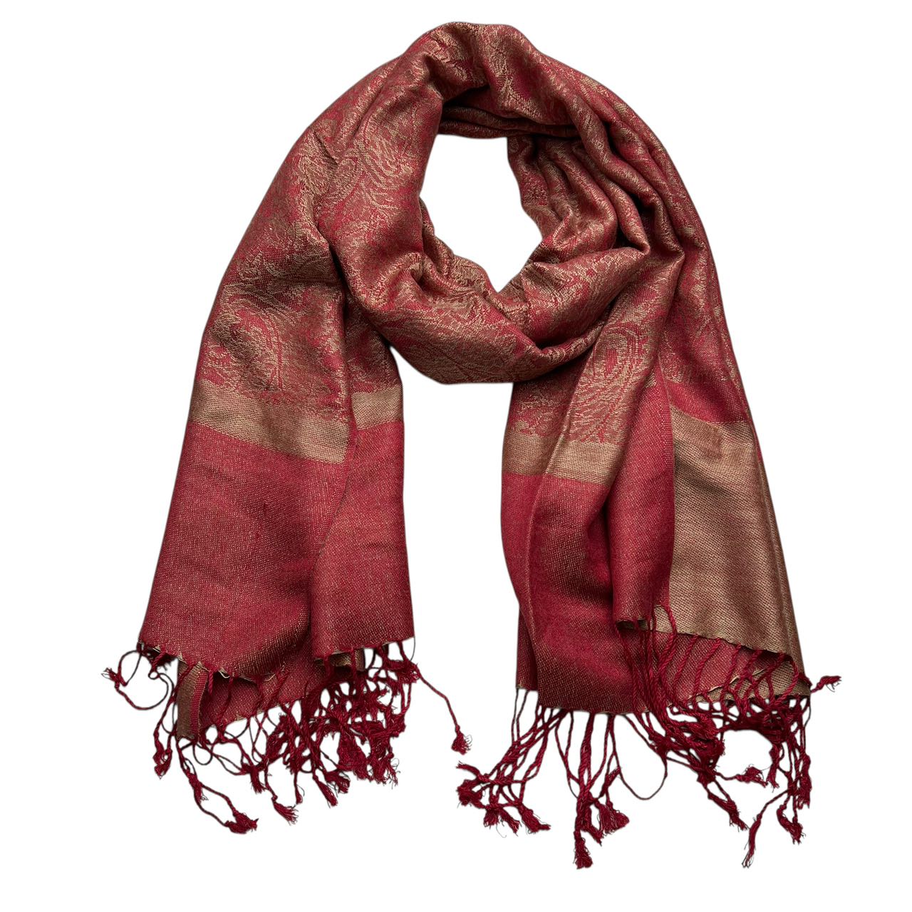 Red Luxurious Jacquard Weave Heavyweight Red Jacquard Scarf