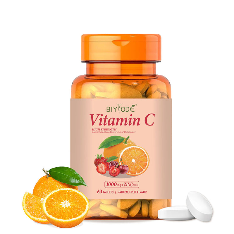 Wholesale Supplement Biyode Vitamin C Tablets Natural Fruit Flavor Vegan Private Label