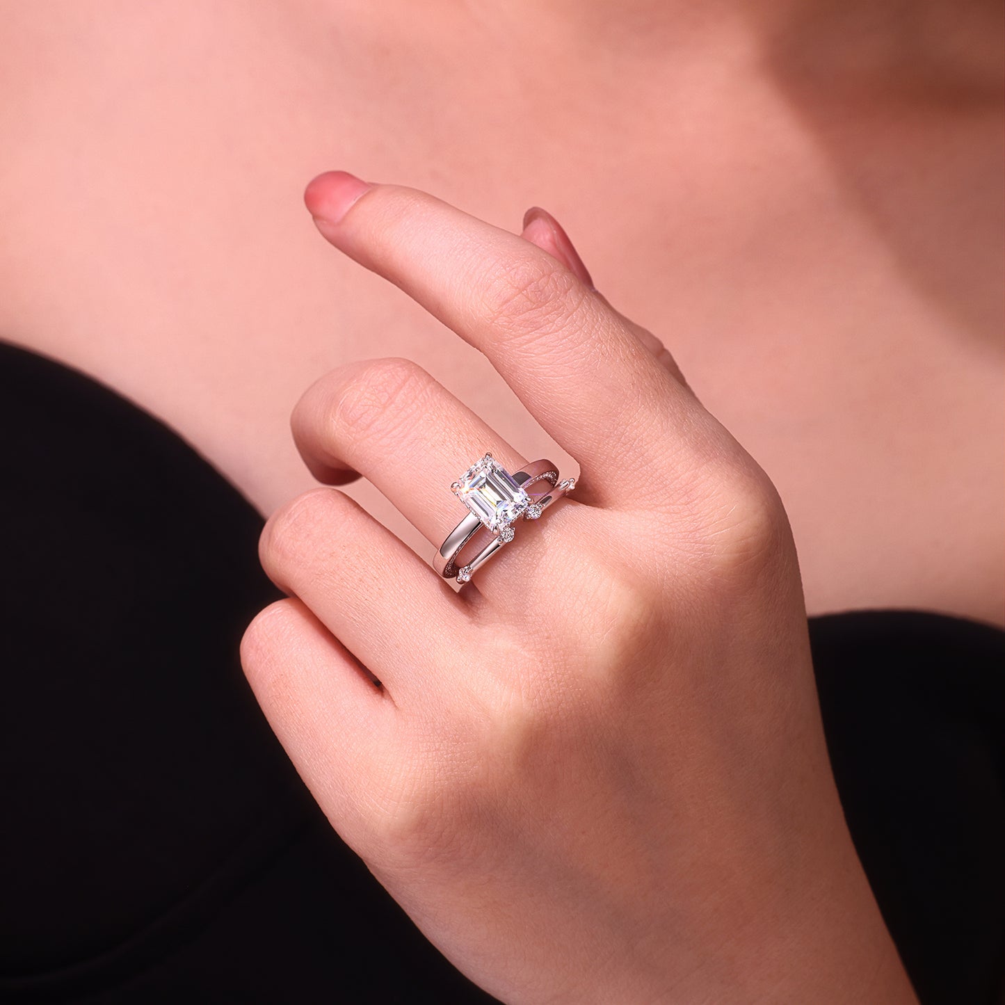 Ice Crystal Love - Moissanite S925 Sterling Silver & Platinum-Plated Diamond Ring