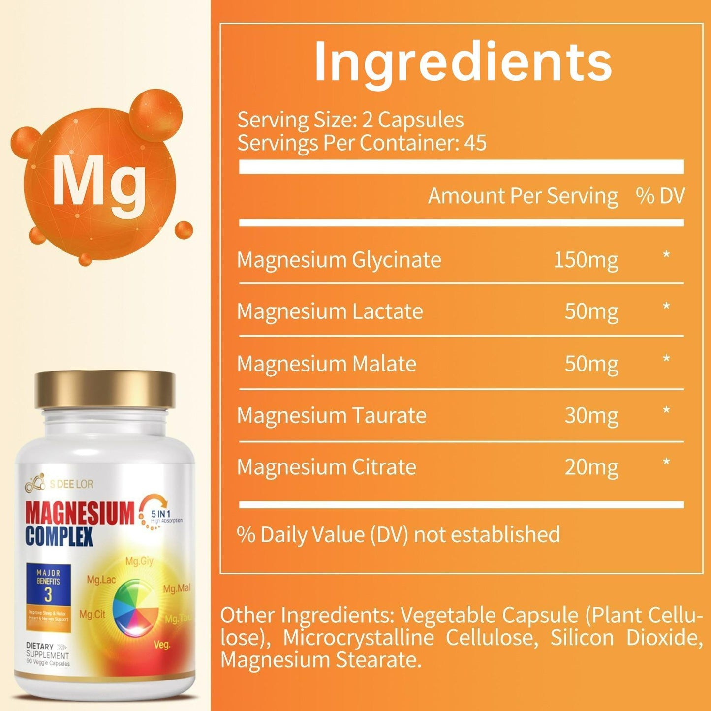 Magnesium Glycinate Malate Vitamin D3 Vegan Formula Supports