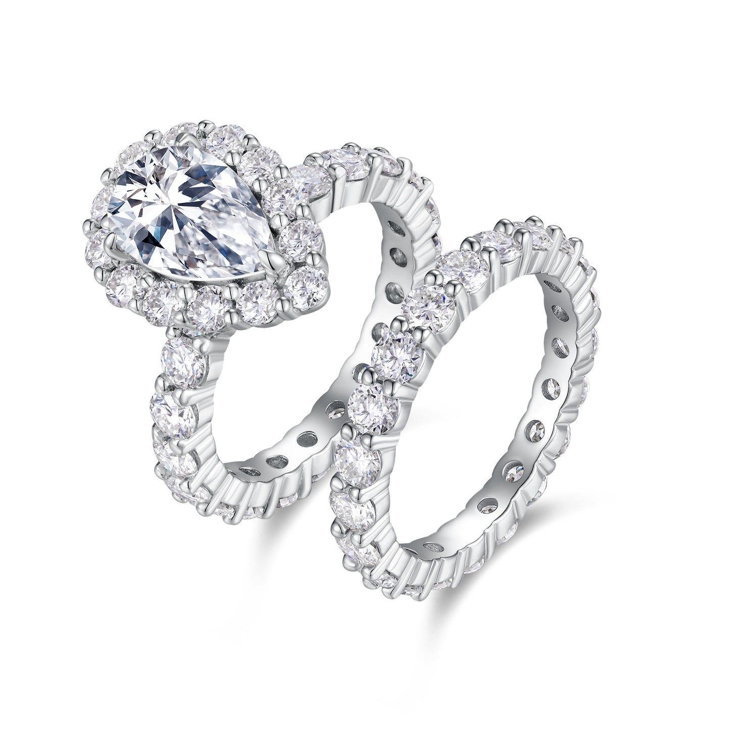 Devoted Dew - Moissanite S925 Sterling Silver & Platinum-Plated Diamond Ring