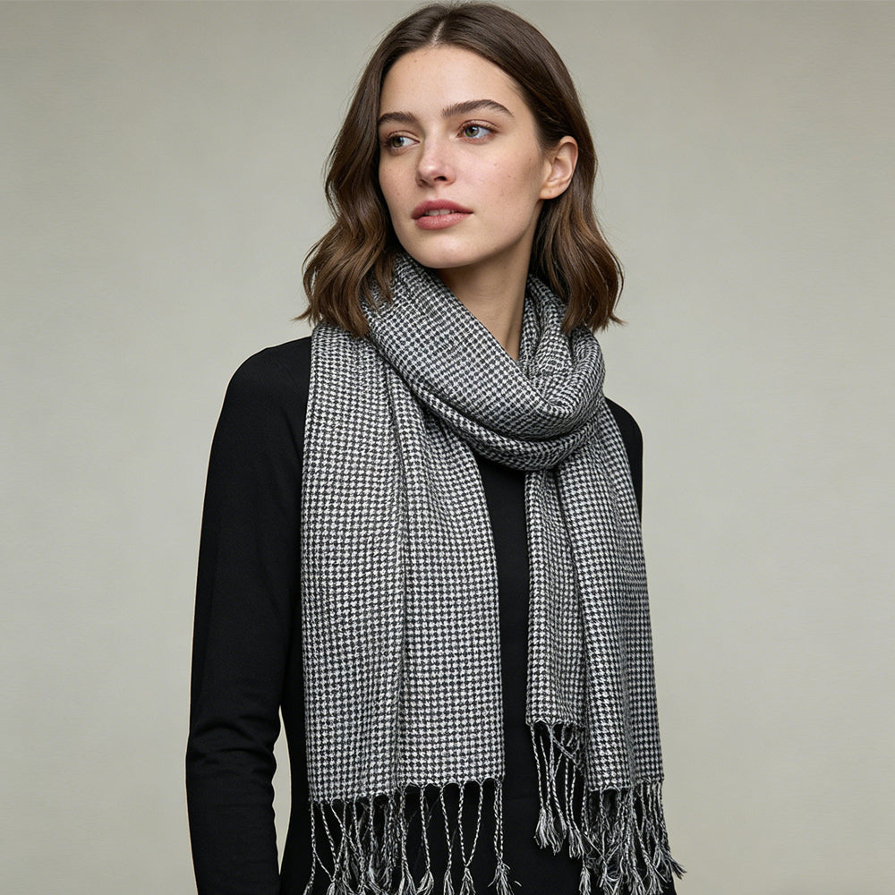 Modern Edge With Classic Colours Black White Graphic Jacquard Scarf