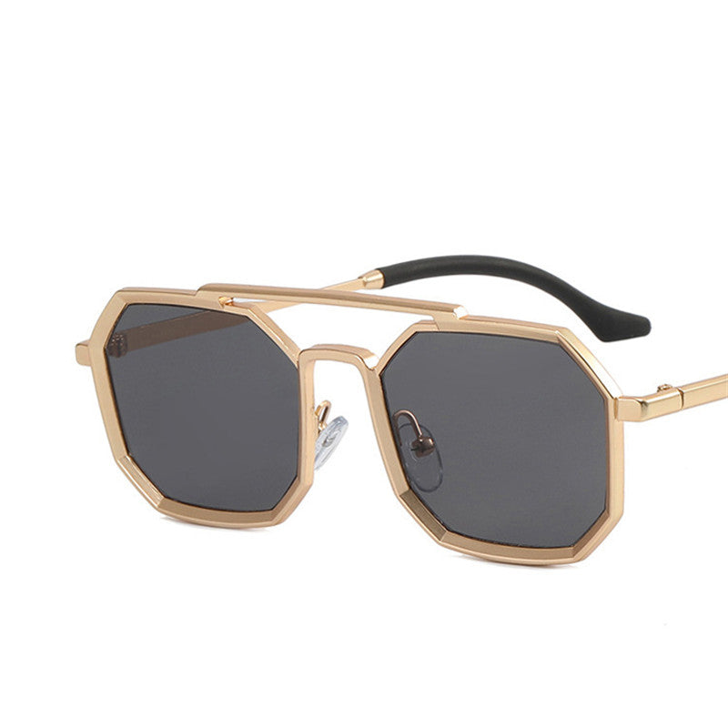 Men's Retro Polygonal Double Bridge Sunglasses