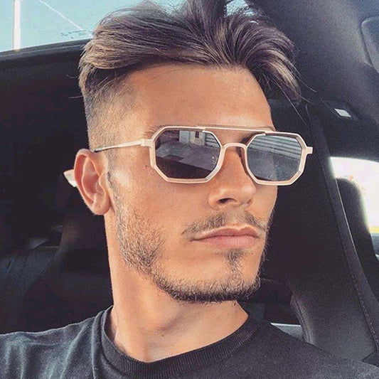Men's Retro Polygonal Double Bridge Sunglasses