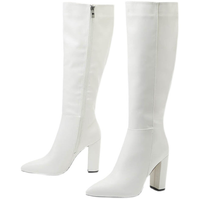 Fashionable Boots With Side Zipper & Pointed Toe