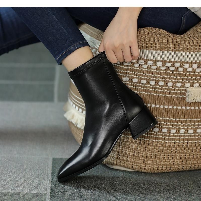 Chunky Heel Square Toe Ankle Boots
