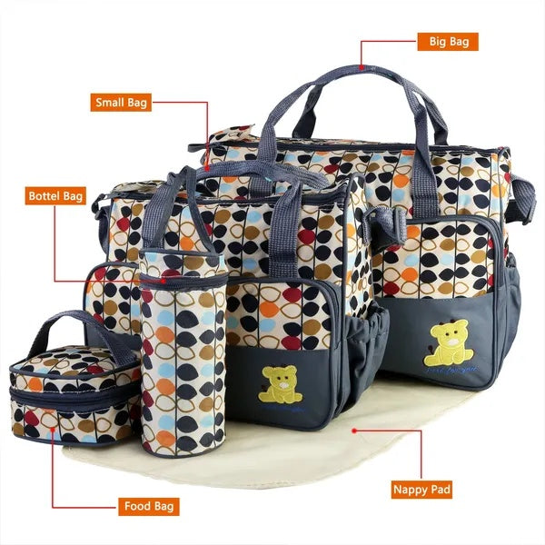 5PCS Baby Nappy Diaper Bags