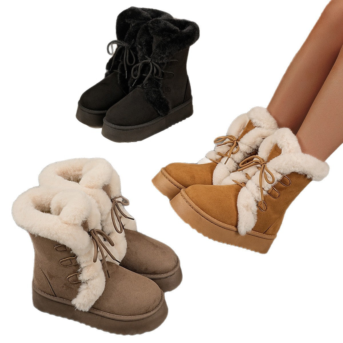 Fashionable Low-Top Thick-Soled Casual Cotton Shoes