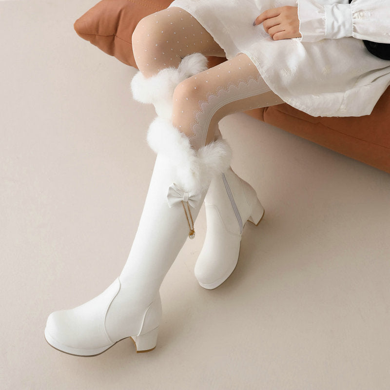 Tall Fleece-lined Cotton Over-the-knee Boots