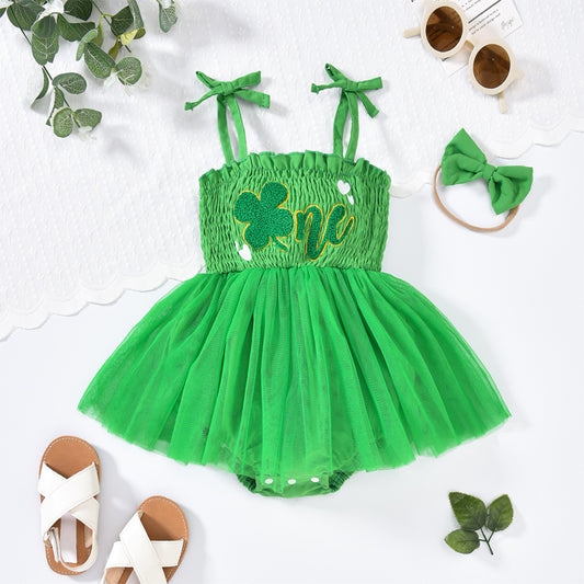 Baby Girl's Clover Embroidered Dress