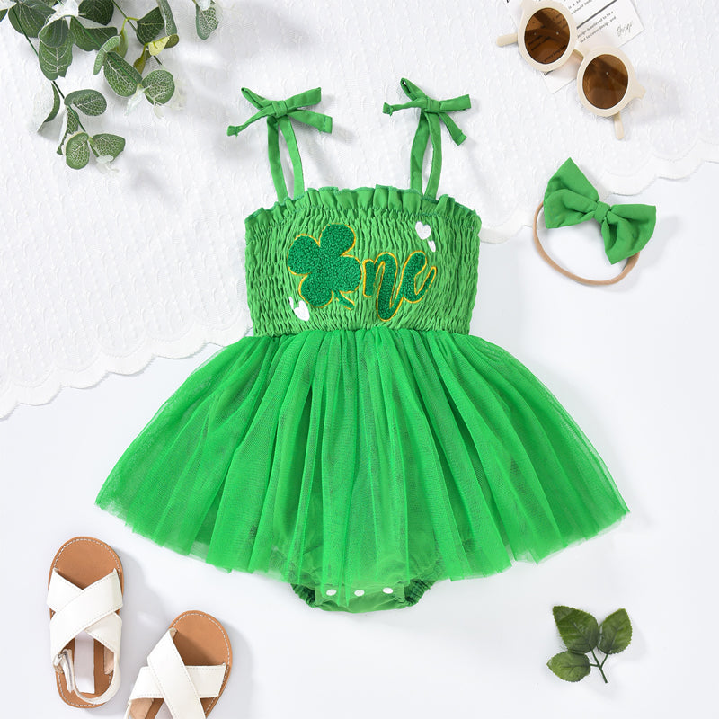 Baby Girl's Clover Embroidered Dress
